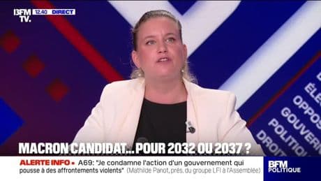 Emmanuel Macron candidat pour les présidentielles de 2032 ou 2037 ? Pour Mathilde Panot (LFI), le président de la République "essaye de mettre notre pays dans la fin du projet démocratique"