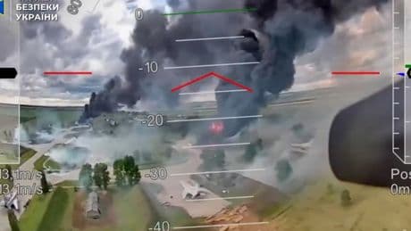 Attack on Russian nuclear bombers captured in new Ukraine drone footage