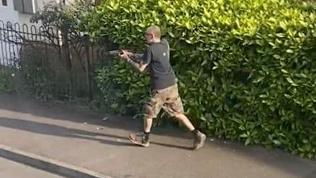 Man stabbed neighbour then ‘grinned’ at police officer before he shot him with crossbow