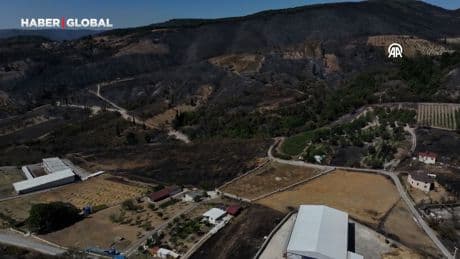 Kocaeli'nde yangından zarar gören alanlar havadan görüntülendi
