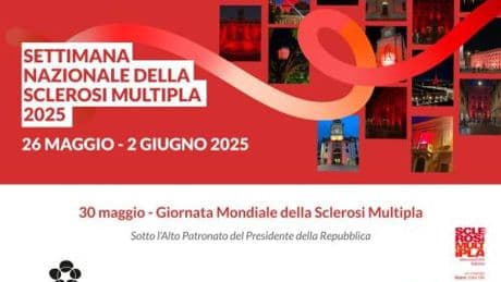 Giornata mondiale sclerosi multipla numero 25, l'Italia si tinge di rosso
