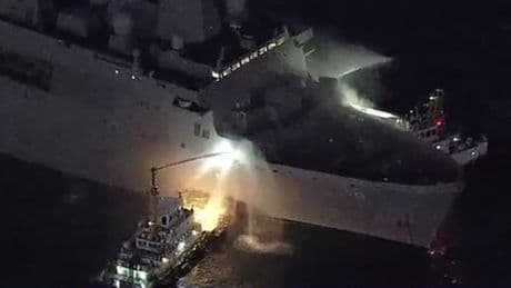US Navy ship USS New Orleans catches fire while docked in Okinawa, Japan