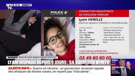 "Lyam, si tu nous entends, rentre": Marion, la sœur de Lyam, disparu dans la Vienne depuis 9 jours, témoigne sur BFMTV