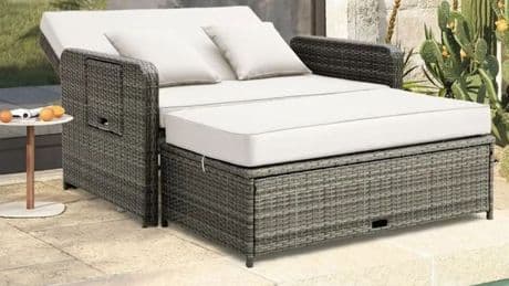 Multifunctional rattan loveseat that’s perfect for sunbathing this summer gets a massive £150 off