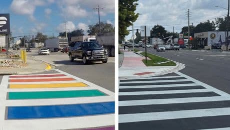 Orlando officials denounce removal of rainbow crosswalk near Pulse nightclub mass shooting site