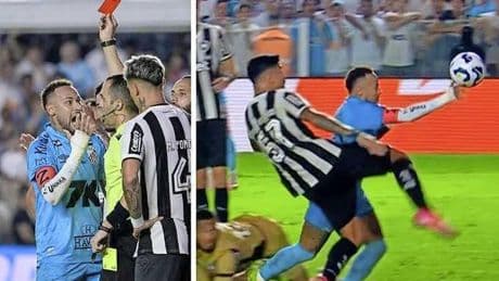 Diego Maradona imiteren blijkt toch niet zo eenvoudig: Neymar scoort met hand en ziet rood