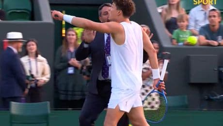 Wimbledon star held back from umpire as crowd boo ’embarrassing’ decision