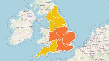 Amber heat health alert issued for large parts of England