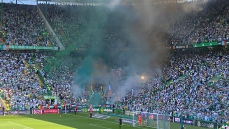 Green Brigade risk triggering suspended SPFL sanction in mass Celtic pyro display