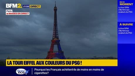 La tour Eiffel s'illumine aux couleurs du PSG