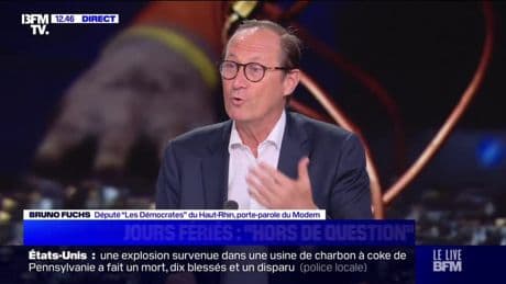 Surpression de deux jours fériés: "Je ne suis pas hostile à ce qu'il y ait une discussion avec les partenaires sociaux", explique Bruno Fuchs (Modem)
