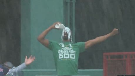 Fan at Red Sox game dumps milk all over their head in wild celebration