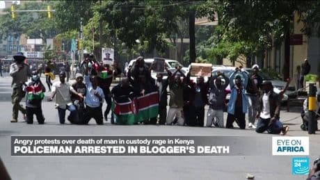 Kenyan policeman arrested in blogger's death as hundreds protest