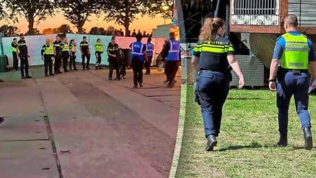 Motoragente mishandeld tijdens rellen op kermis Hoogland, politie maakt jacht op daders: ’Ze stond er helemaal alleen voor’