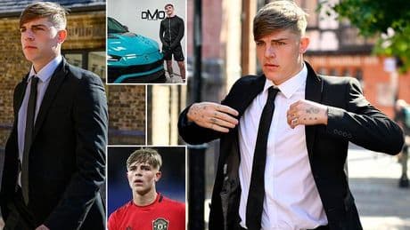 Former £3.4m-per-year Man United star Brandon Williams arrives at court for sentencing as he faces up to two YEARS in prison after crashing his car at 99mph