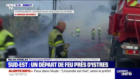 Feu de canier près d'Istres: 7.500 m2 parcourus par les flammes, 95 pompiers mobilisés