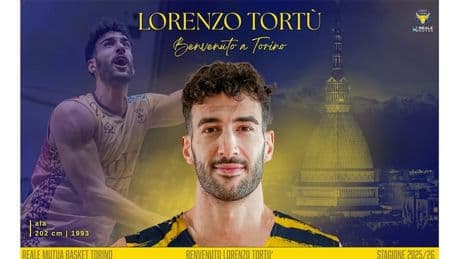 <p>Lorenzo Tort&ugrave; &egrave; un nuovo giocatore della Reale Mutua Basket Torino</p>