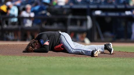 Marlins’ Ryan Weathers gets drilled in the head by own catcher in scary moment