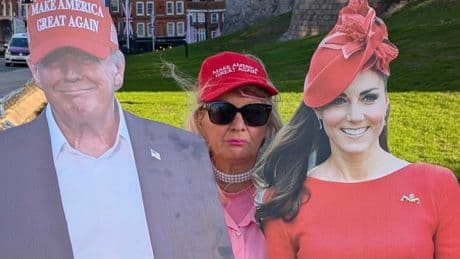 Lone Maga fan turns up at Windsor Castle 12 hours before Trump lands for state visit
