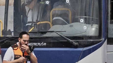 Photos from the scene of a shooting attack in Jerusalem