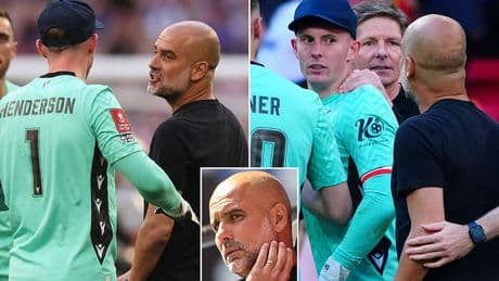 Revealed: Pep Guardiola's savage five-word message to Dean Henderson as expert lip reader explains EXACTLY what furious Man City boss said to Crystal Palace hero after FA Cup final