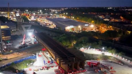 HS2 engineers move massive 1,631 tonne steel bridge into place over Birmingham ring road