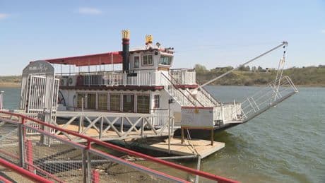 Saskatchewan riverboat docked indefinitely due to low water levels, sand buildup