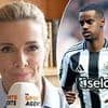 New Match of the Day presenter Gabby Logan teased for 'embarrassing and cringeworthy' video begging Alexander Isak not to leave Newcastle as fans joke they 'thought clip was AI'