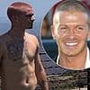 Shirtless Romeo Beckham debuts new pink buzzcut as he channels dad David's noughties 'do