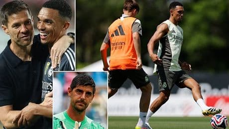 Thibaut Courtois reveals why Trent Alexander-Arnold is 'horrible' to train against as Real Madrid star lifts the lid on his 'amazing' new team-mate