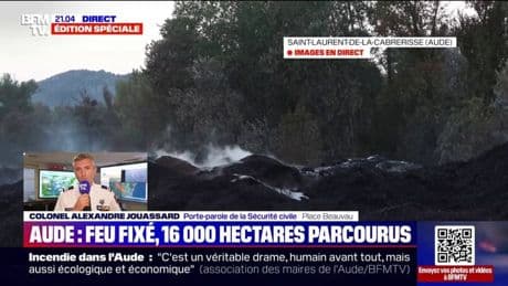 Feu fixé dans l'Aude: "On a déjà vu des reprises de feu liées au vent", souligne le colonel Alexandre Jouassard, porte-parole de la Sécurité civile