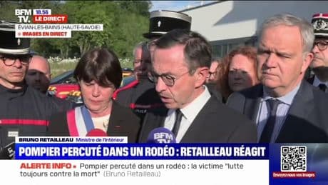 Pompier percuté dans un rodéo: la victime "lutte toujours contre la mort", assure Bruno Retailleau qui exprime sa "solidarité"