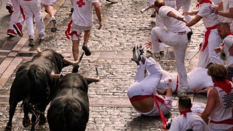 One man gored and others bruised in Spain’s bull running festival