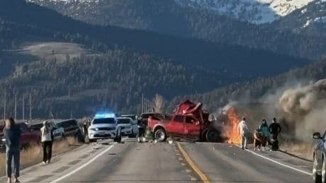 7 people are dead after a pickup and tour van collided near Yellowstone, police say