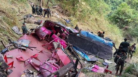 Bus crashes off 1,000ft cliff, killing 15 people