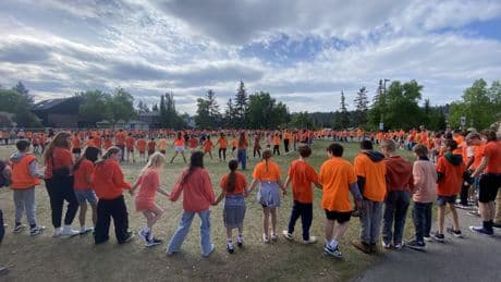 Giant human spiderweb at Calgary school hopes to strengthen community