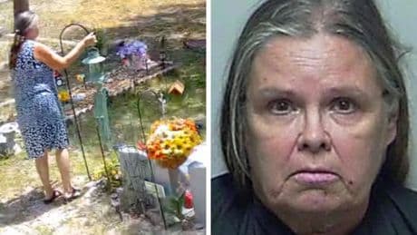 Florida woman accused of stealing family mementos from cemetery graves caught on camera