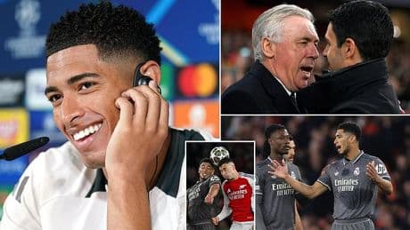 Jude Bellingham reveals the one word Real Madrid stars can't stop saying ahead of Champions League clash with Arsenal as defiant Carlo Ancelotti urges team to show 'BALLS' in order to complete miracle comeback