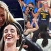 Caitlin Clark hands Lexie Hull a drink during WNBA three-point contest... after teammate intervened on her wild night out