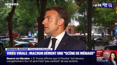 "Nous sommes en train de nous chamailler": Emmanuel Macron dément "une scène de ménage" avec Brigitte Macron