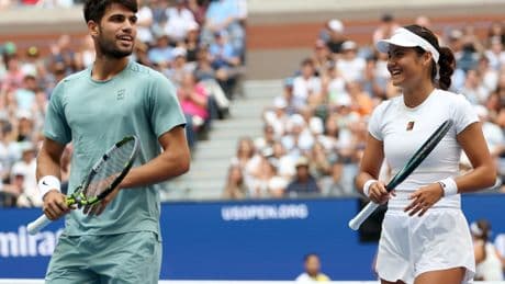 US Open: Carlos Alcaraz and Emma Raducanu downed by superb Jack Draper and Jessica Pegula in mixed doubles