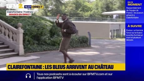 L'arrivée d'Ibrahima Konaté à Clairefontaine, pour le rassemblement des Bleus