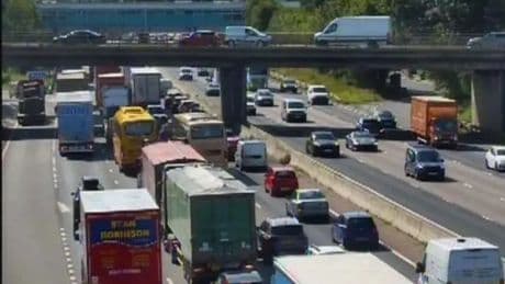 Major motorway grinds to a halt with 6.5 miles of congestion and drivers facing delays of over an hour after crash