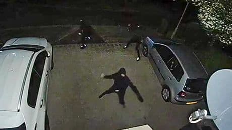 Hooded men slash care workers’ tyres and smash their windows in terrifying CCTV footage