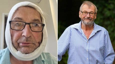 Gardener who sliced throat with a chainsaw says cops thought his wife did it