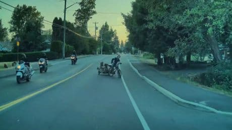 Caught on video: B.C. cyclist says motorcyclist pushed him, causing crash