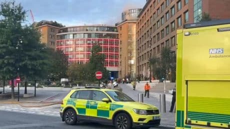 100 firefighters tackling blaze at nine-storey building in London