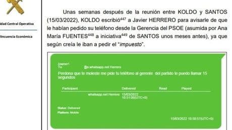 La UCO apunta a la supuesta financiación ilegal del PSOE: «Te van a pedir el impuesto»
