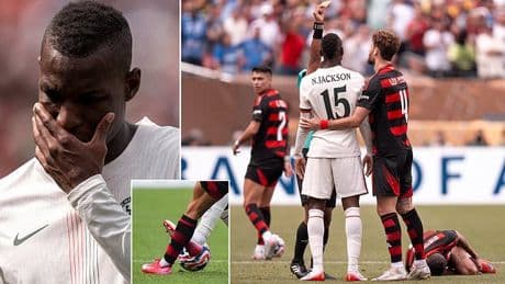Nicolas Jackson hit with a two-game BAN by FIFA for his horror tackle just four minutes after coming on as a substitute in Chelsea's Club World Cup defeat by Flamengo