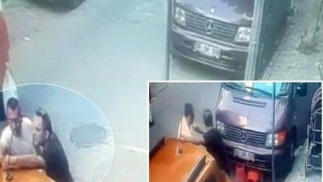 Freni arızalanan araç bir anda hareket etti! Ölümden kaçış kamerada